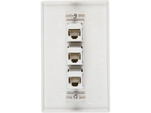 Buyer&s Point 3 Port Cat6 Wall PLATE, Female-Female with Single Gang Low Voltage Mounting Bracket Device Pack of 5 White 3 Port