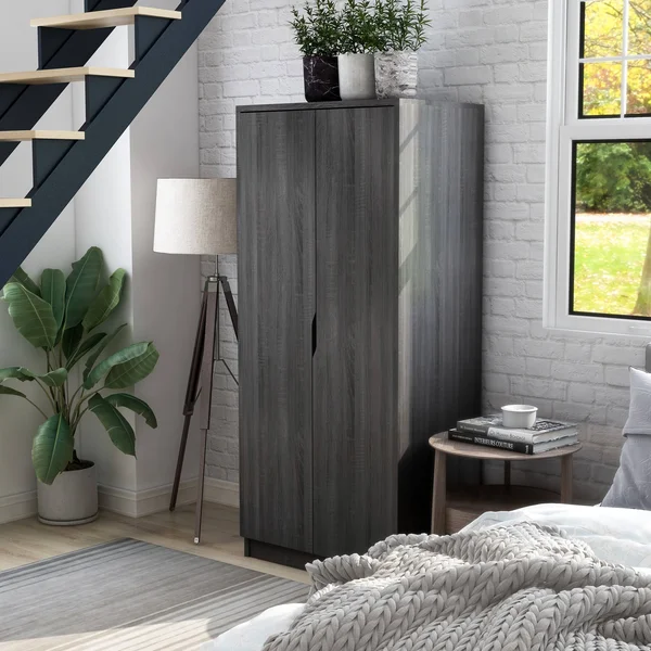 Furniture of America Vidal Modern 2-Door Wardrobe Armoire - Cappuccino