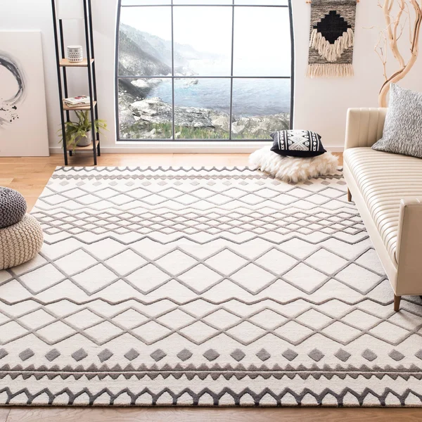 Safavieh Glamour Rug Collection GLM634A - Ivory, Grey - 9& x 12&