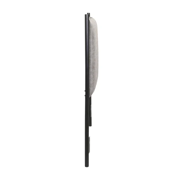 Chloe Queen Headboard in Black Metal & Faux Leather - Grey