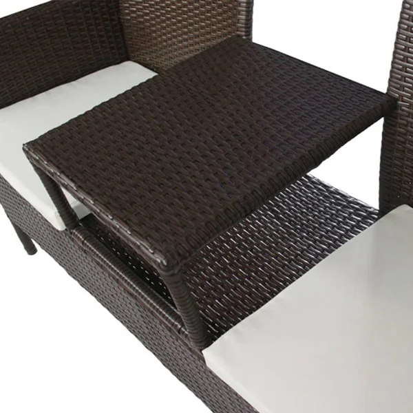 vidaXL 2-Seater Garden Sofa with Tea Table Poly Rattan Brown, 42843