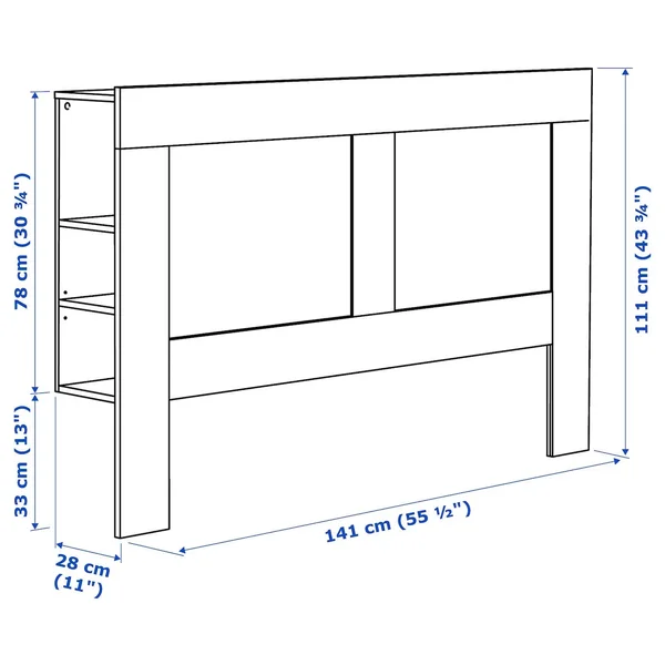 IKEA - BRIMNES Headboard with Storage Compartment - White, Full/Double