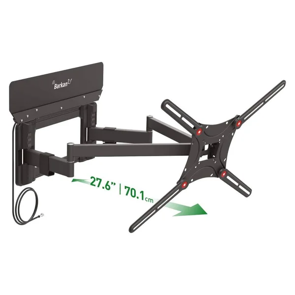 Barkan Full Motion TV Wall Mount 13 - 90 inch Integrated HDTV Antenna Patent - Black