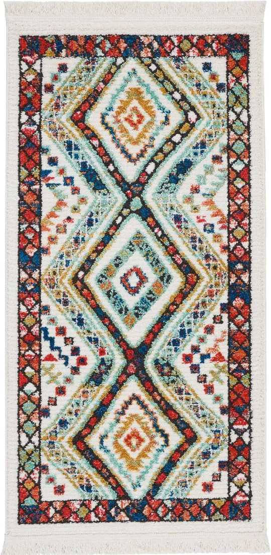 Nourison Tribal Decor Area Rug, White, 7&10x22 x 10&9x22