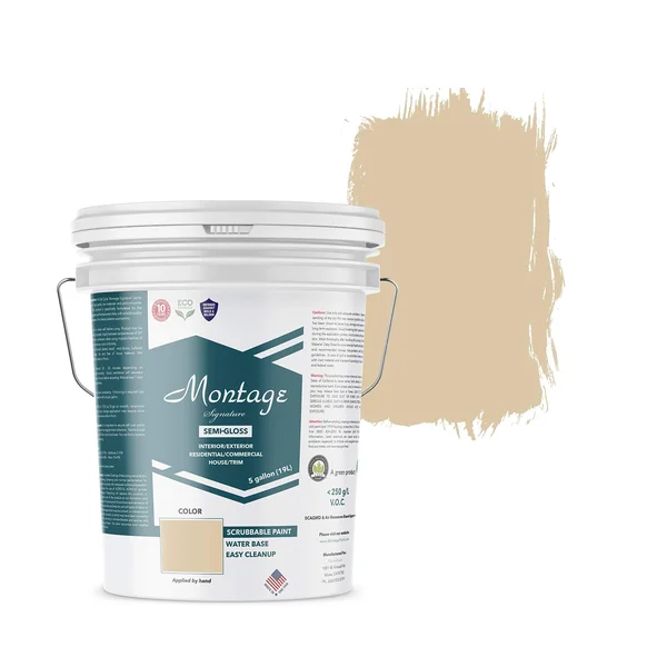Montage Signature Interior/Exterior Eco-Friendly Paint - Navajo White - Semi-Gloss, 5 Gallon