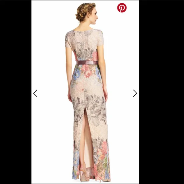 Adrianna Papell Floral Matelasse Gown, Blush Multi, Size: 2