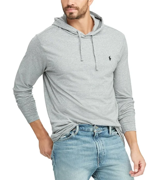 Polo Ralph Lauren Men's Big & Tall Hooded Long Sleeve T-Shirt - Gray