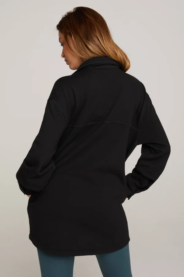 Good American Women's Fleece Shacket - Black - Size 7/8