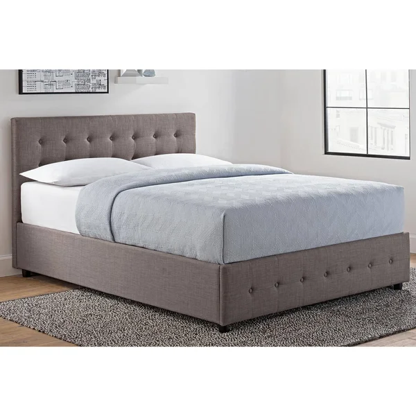 DHP Cambridge Linen Upholstered Storage Bed, Gray, Full