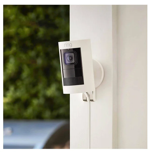 Ring Certified Refurbished Stick Up Cam Wired- White Plug-In Wired Outdoor Security Camera, R8SSE8-WEN0