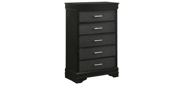 Crown Mark Amalia Black 5 Drawers Chest