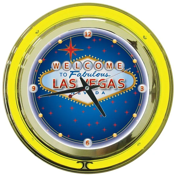 Trademark Art Las Vegas Clock - 14x22 - Neon