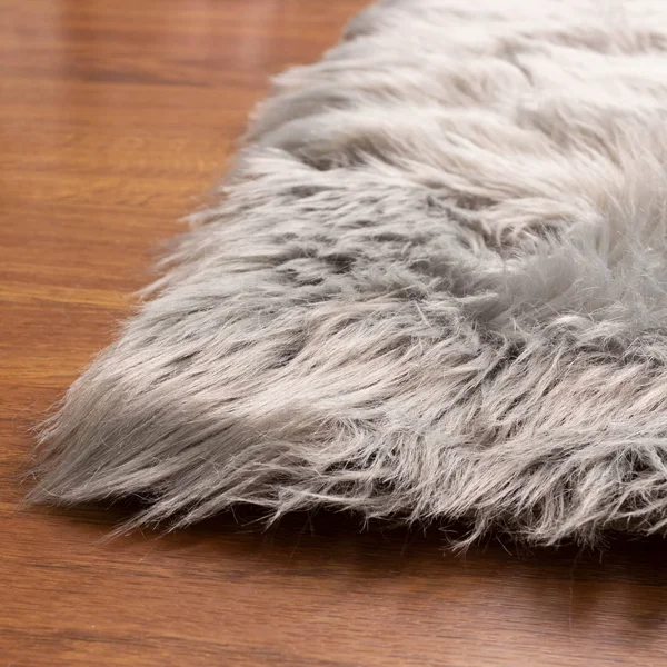 Super Area Rugs Soft Faux Sheepskin Fur Fluffy Area Rug, Gray, 8& x 10&
