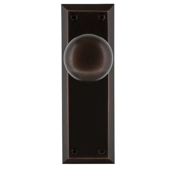 Nostalgic Warehouse 702958 New York Plate Privacy New York Door Knob, Timeless Bronze