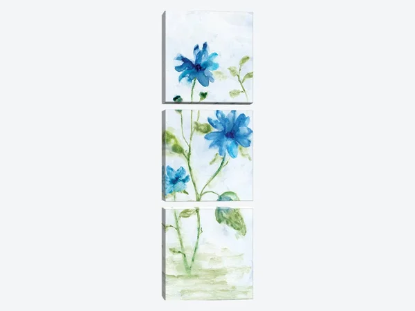 Nan 3-Piece Canvas Print Set - Blue Summer Silhouette I ( Floral & Botanical > Flowers art)