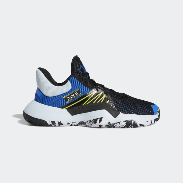Adidas D.O.N. Issue #1 Core Black/Glory Blue/Shock Yellow Grade School Kids& Basketball Shoes - Size: 3.5