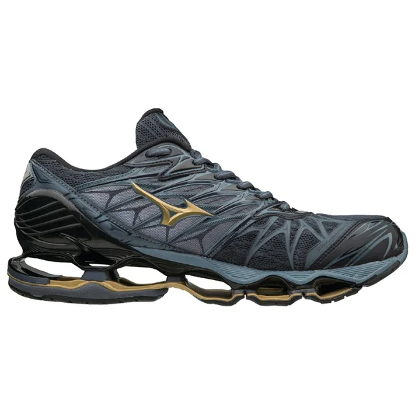 Mizuno - Men's Wave Prophecy 7 Running Shoe - Black-Ombre Blue, Size 7