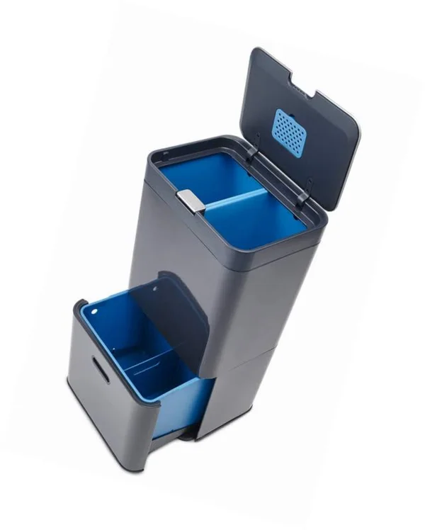 Joseph Joseph 30025 Intelligent Waste Totem Recycle Bin Separation Unit 15 Gallon, 58 LITER Graphite