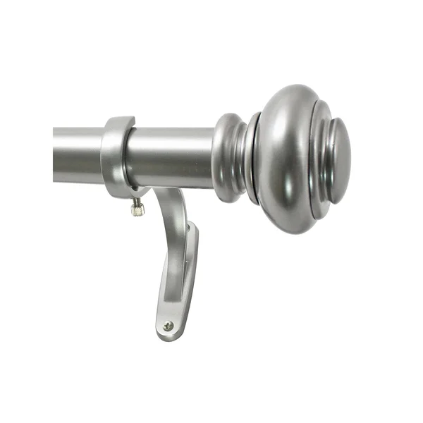 Decopolitan Decopolitan 1x22 Diameter 72-144x22 Urn Adjustable Curtain Rod Set, Silver, 42-120