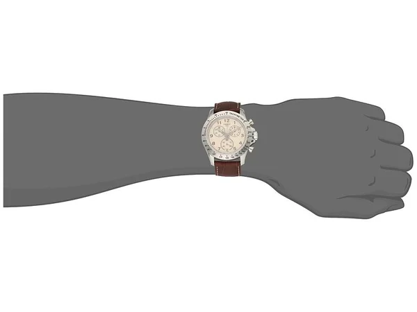 Tissot V8 Chronograph Leather Strap Watch, 43mm Brown/ Ivory/ Silver