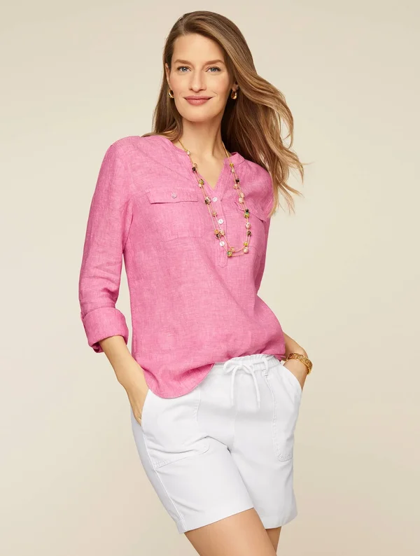 Petite - Summer Twill Pull-On Shorts - 6x22 - Summer Sage - Xxs Talbots