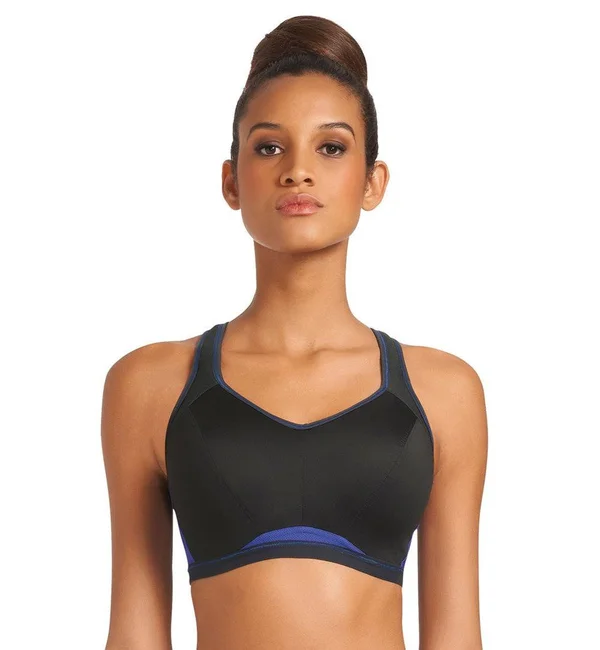 Freya Epic Underwire Crop Top Moulded Sports Bra, Electric Black, 30FF