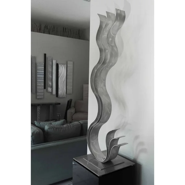 Statements2000 Abstract Metal Art Sculpture Centerpiece Decor by Jon Allen - Transitions Flat Base - Aqua