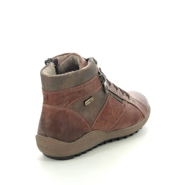 Remonte Ziginzip Tex Tan Leather Womens Lace Up Boots R1497-22 in Size 36