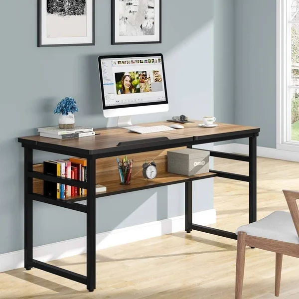 Tribesigns 55 Inches Drafting/Drawing/Painting Desk with Adjustable Tiltable Tabletop, Computer Desk - Black