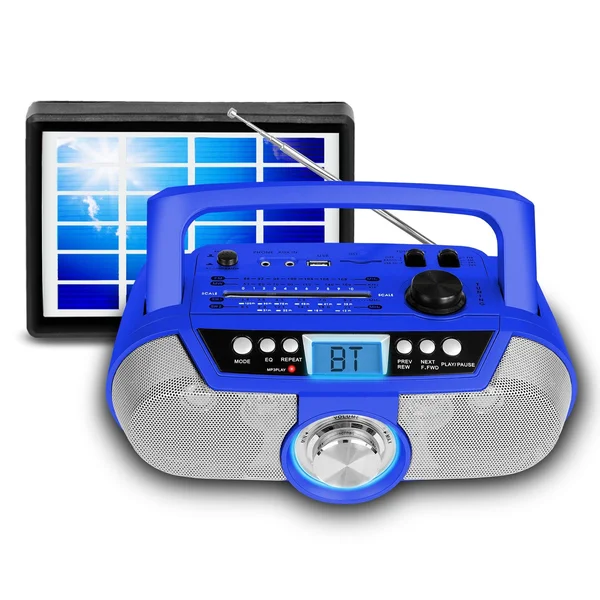Technical Pro Rechargeable Solar Powered Portable Speaker W Bluetooth & USB - Lightweight On-The-Go Speaker, Blue