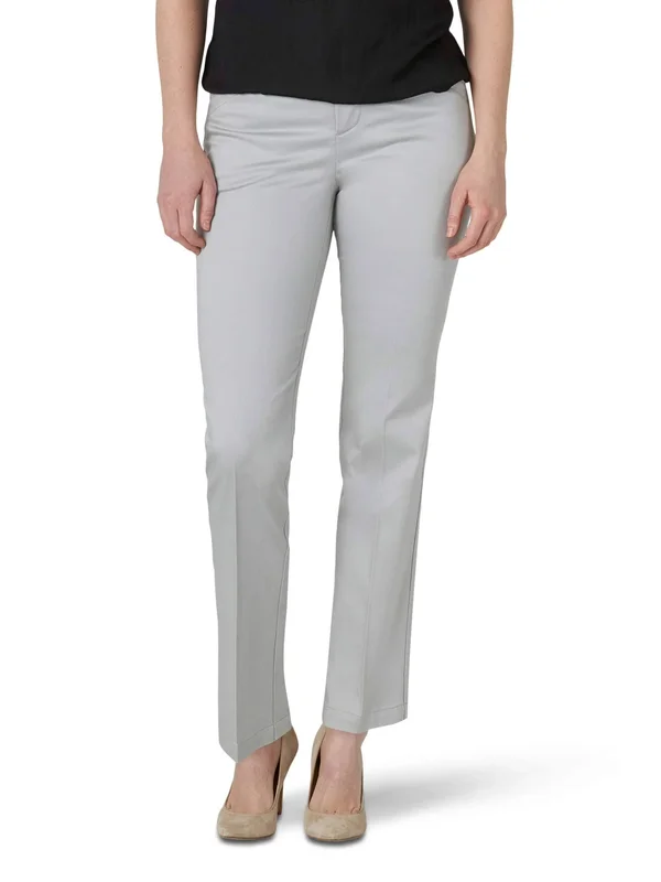 Women's Lee Flex Motion Straight-leg Pants, Size: 6 Regular, Grey