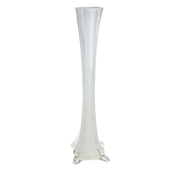Tall Eiffel Tower Glass Vase Centerpiece, 24-Inch, White
