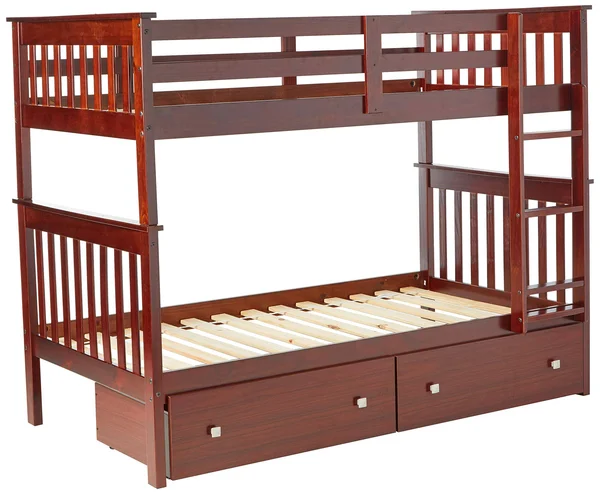 Donco Twin/Twin Mission Bunk Bed with Under Bed Drawers Cappuccino Finish