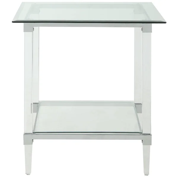 Acme Polyanthus End Table, Clear Acrylic, Chrome & Clear Glass