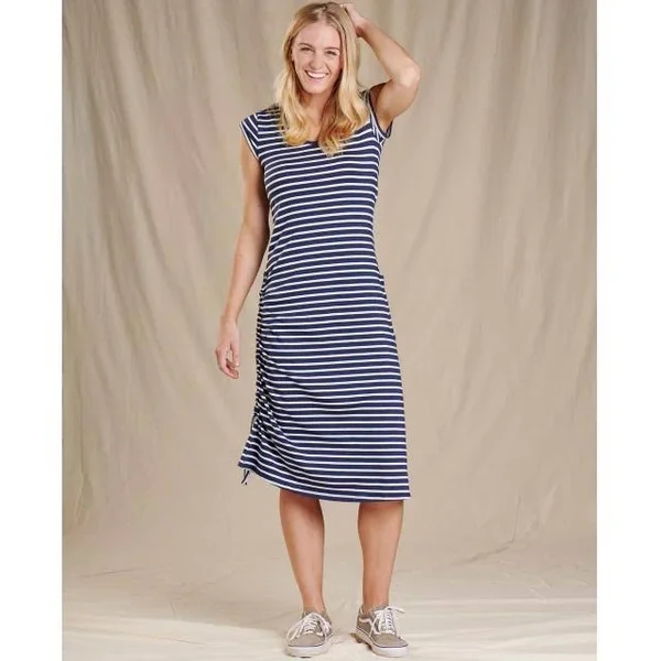 Toad & Co Women's Samba Muse Dress - Large - True Navy Stripe