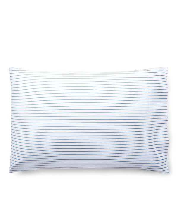 Ralph Lauren Prescott Stripe Flat Sheet, Queen - Summer Blue/White