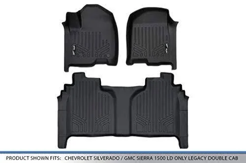 Smartliner Black Floor Mats Liner for 2019-2020 Silverado/Sierra 1500 Crew Cab
