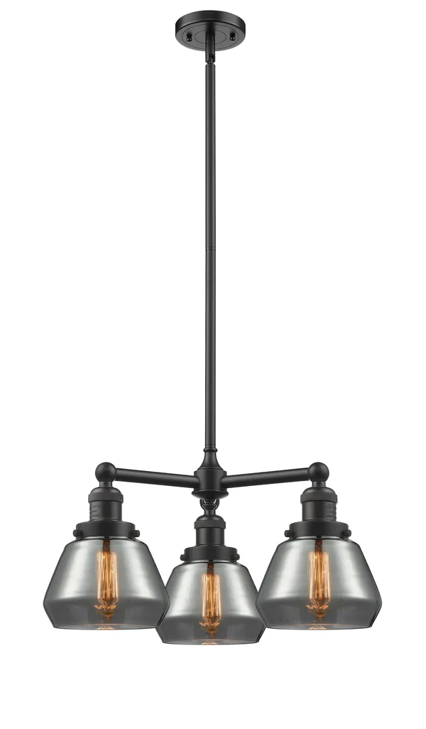 Innovations Lighting-Fulton 3 Light Chandelier-207-OB-G173-LED