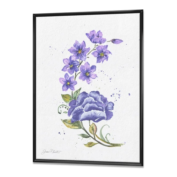 Designart 'Watercolor Flowers III' Cottage Gallery-Wrapped Framed Canvas - 30 in. Wide x 40 in. High - Black