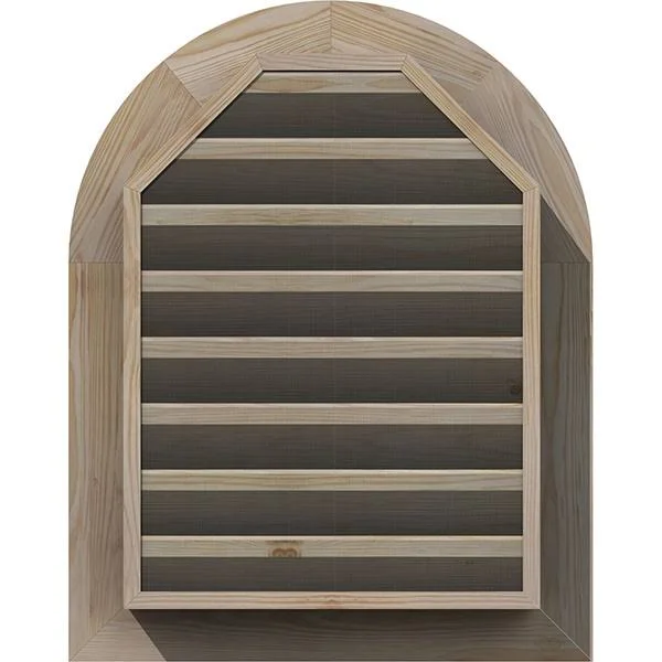 Ekena Millwork GVWRT34X2601SFUPI 34x22W x 26x22H Round Top Gable Vent (39x22W x 31x22H Frame Size): Unfinished, Functional, Smoo