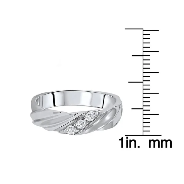 Pompeii3 - Inc 14K White Yellow and Rose Gold Men's 1/5ct TDW 3-Stone Diamond Wedding Ring, Size: 6 - Rose, Pink