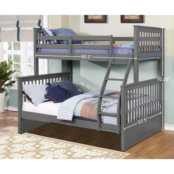 Carthew Convertible Twin Over Full Bunk Bed (Optional Storage or Trundle) - Bed + Trundle - Charcoal