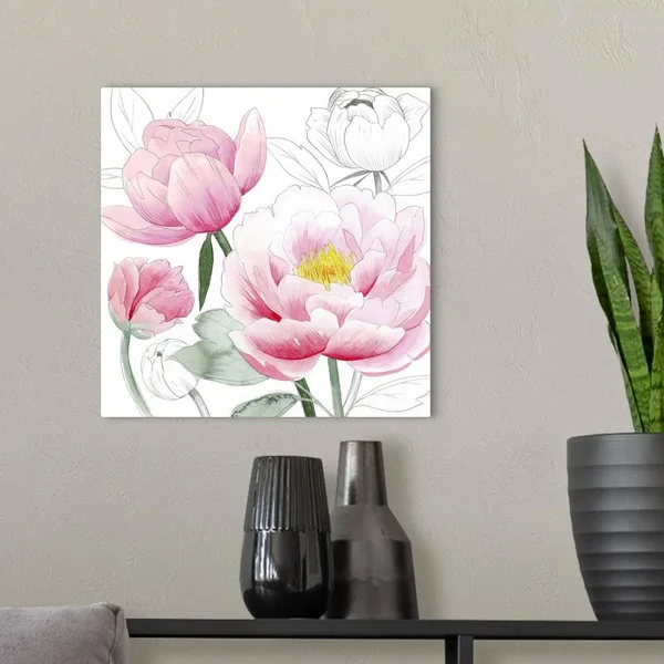 May Peonies I, Canvas Wall Art, 16x16, Great Big Canvas