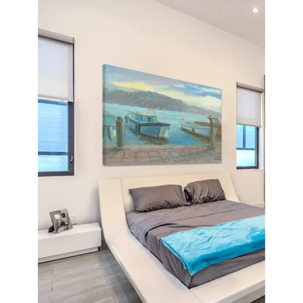 Marmont Hill Morning Dockside Painting Print on Wrapped Canvas - 36x22x24x22