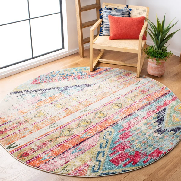 Safavieh Monaco Lumturije Distressed Boho Rug - Light Grey/Multi - 6&7x22 x 9&2x22