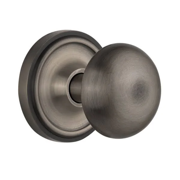 Nostalgic Warehouse 704784 Classic Rosette Passage New York Door Knob - Antique Pewter