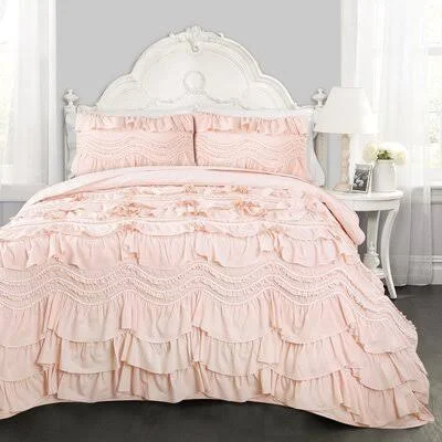 Jaheim Microfiber Reversible Quilt Set Laurel Foundry Modern Farmhouse Size: Full/Queen Quilt + 2 Standard Shams, Color: Blush