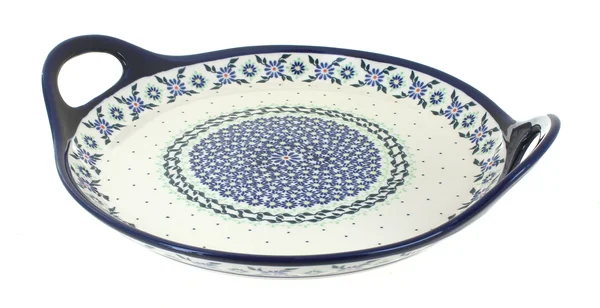 Zaklady Petite Bouquet Round Serving Tray with Handles Polish Pottery