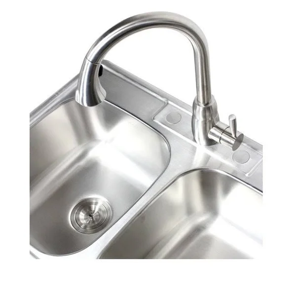 Contempo Living ALTD-5050-D 33 in. Top Mount Drop in 50 by 50 Double Bowl Kitchen Sink - Stainless Steel 18 Gauge