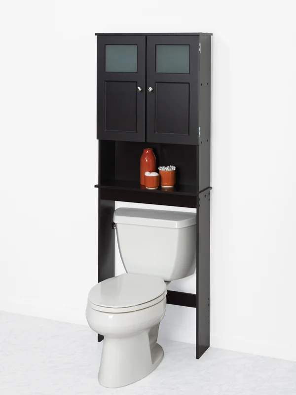 Zenna Home Over-the-Toilet Bathroom Spacesaver with Glass Windows, Espresso